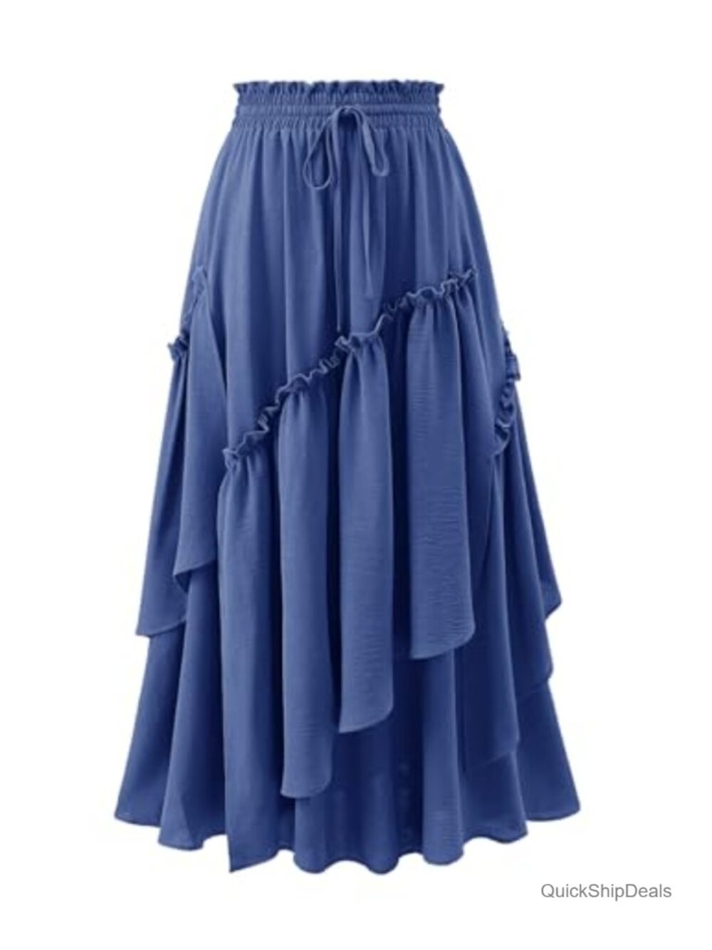 Women's Renaissance Maxi Skirt Tiered Ruffle Long Flowy Skirt with Pockets